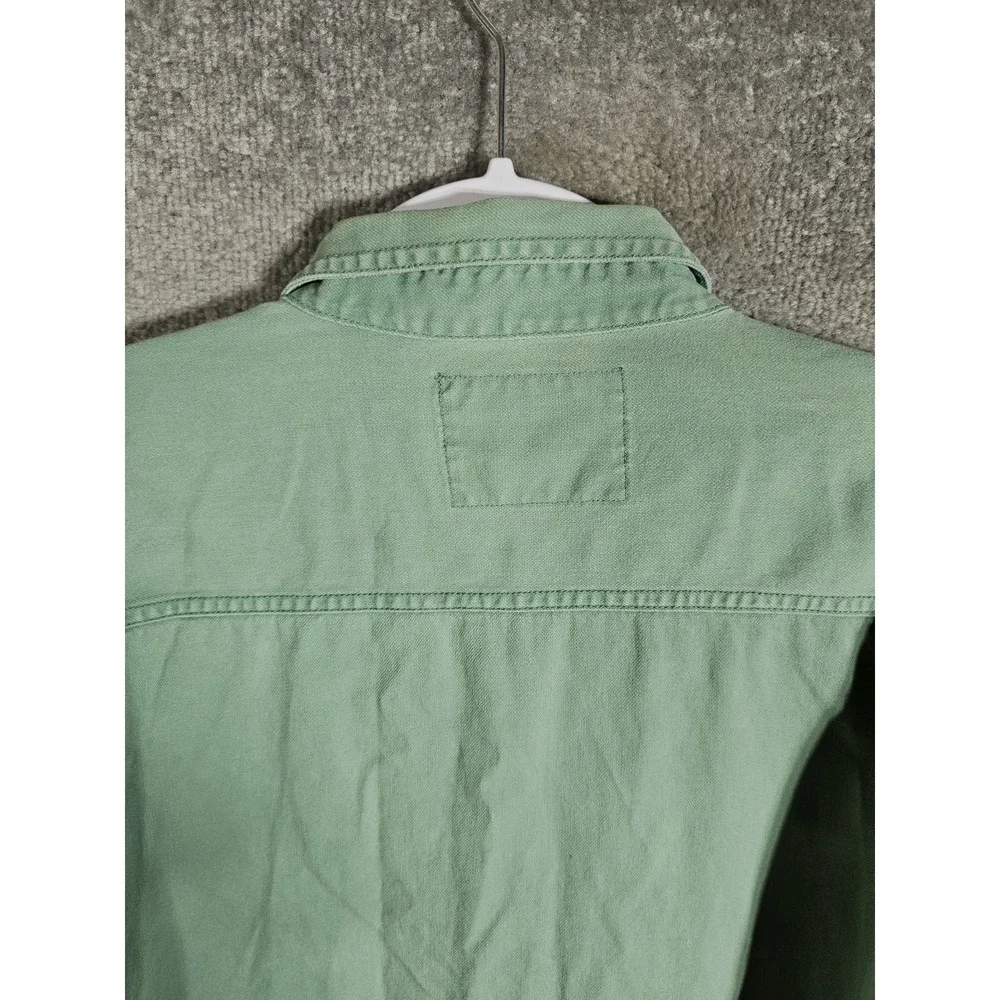 Vintage Levis Denim Button Up Shirt Mens Large Green Cotton Pockets Long Sleeve‎
